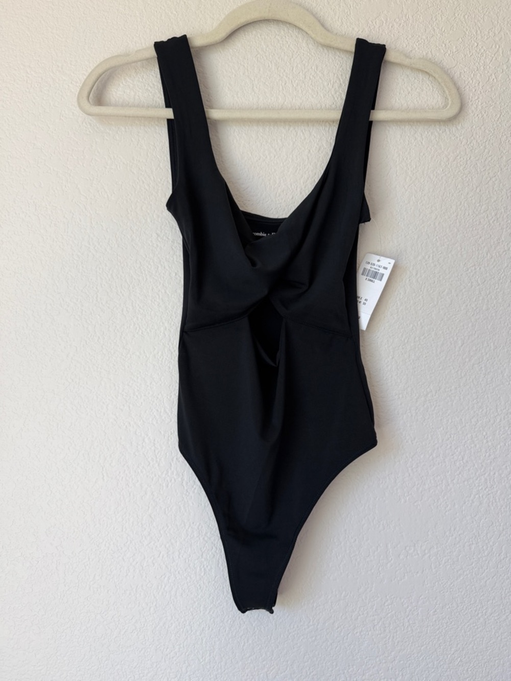 Abercrombie Black Twist Front Cutout Bodysuit NWT XS Minimal Chic